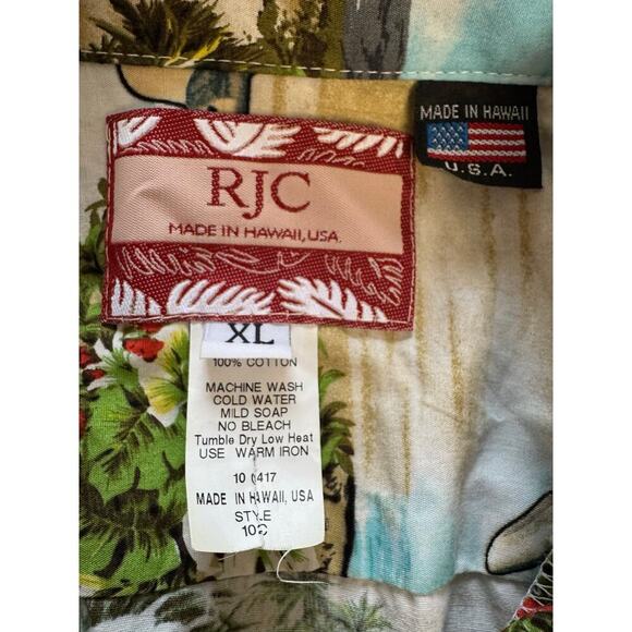 Vintage RJC War Planes Water Button Front Hawaiian Shirt Adult XL Hawaii Made - Picture 8 of 9